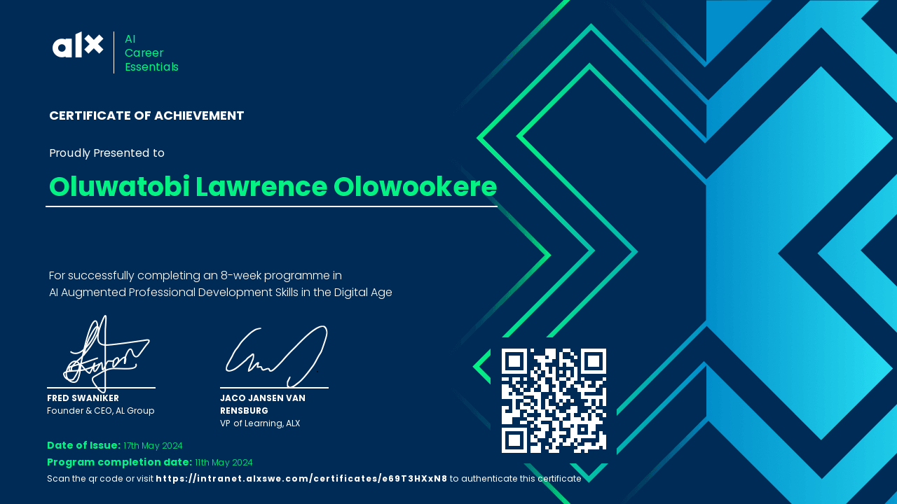AI Career Essentials (AICE) certificate